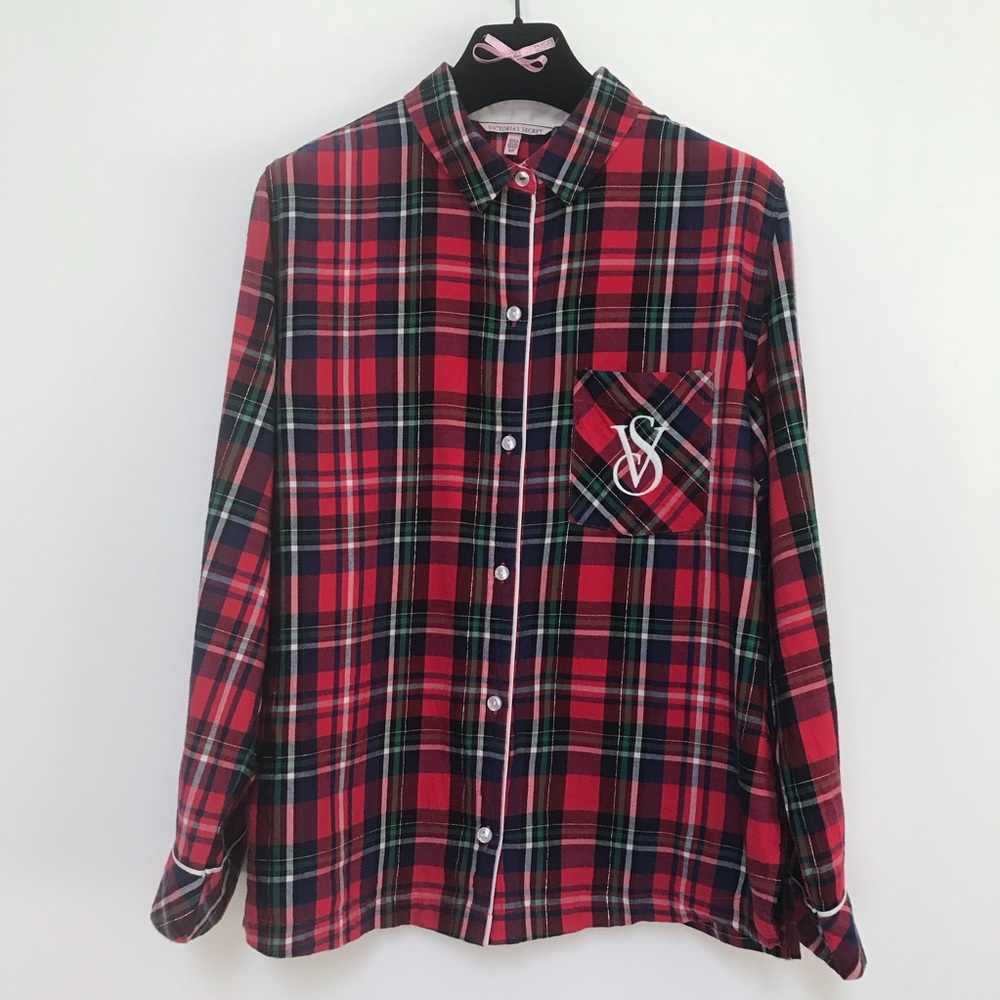 Victoria’s Secret Classic Pajama Top S Plaid Red